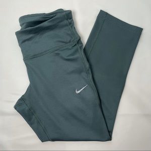 Nike Women's XS Racer Training Crop Capri Leggings Teal Blue Mesh 872066-392